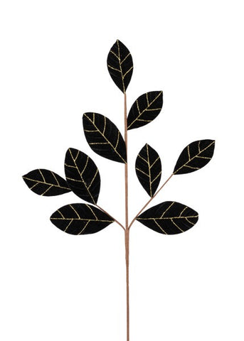 26.5"L VELVET LEAF SPRAY BLACK/GOLD