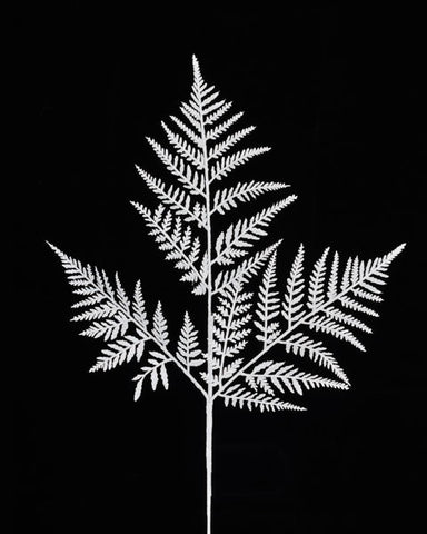 18.5"L GLITTER FERN LEAF SPRAY LASER SILVER