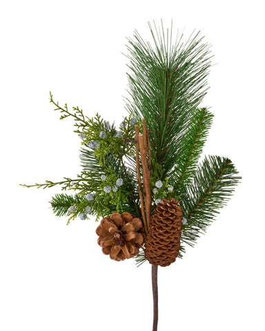 15.5"L MIXED PINE/JUNIPER/PINECONE SPRAY GREEN