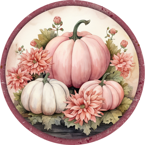 PINK PUMPKINS 10" METAL SIGN