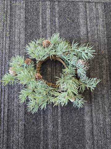 WEEPING PINE CANDLE RING/MINI WREATH 14IN