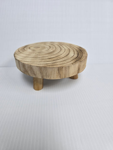 WOOD ROUND PEDESTAL 3 LEGS 8.5 X 4.5IN NATURAL WOOD STAND; RISER