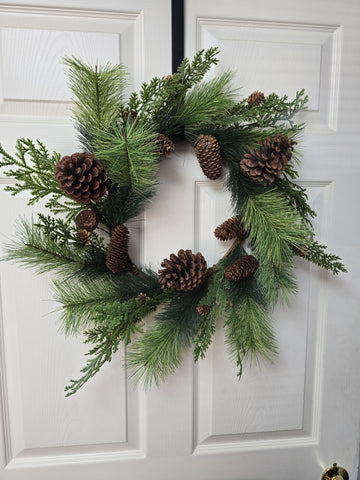 NATURAL PINE MIX WREATH 24IN (INNER RING 10IN) W/PINECONES