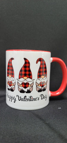 HAPPY VALENTINE PLAID GNOMES 11 OZ RED