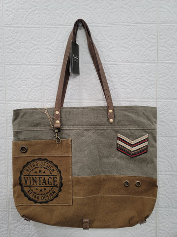 MILITARY BADGE CANVAS TOTE 18"