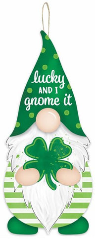 13.25"H X 5.75"L LUCKY GNOME SHAPE EMERALD/LIME/WHITE
