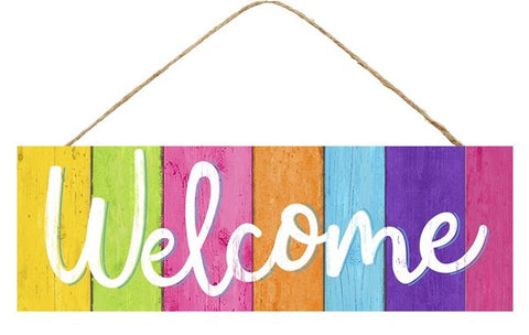 15"L X 5"H RAINBOW WELCOME SIGN MULTI/WHITE