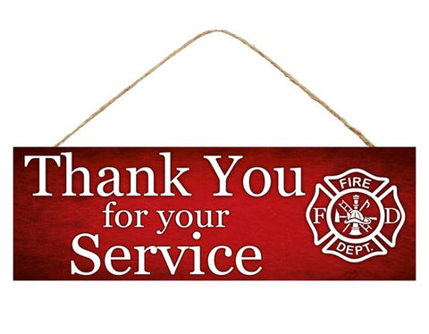 15"L X 5"H FIREFIGHTER THANK YOU SIGN RED/WHITE