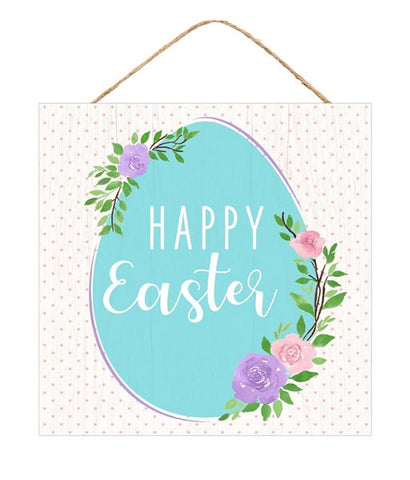10"Sq Happy Easter/Egg Sign