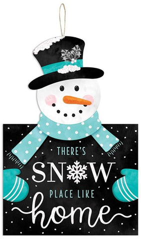 13.5"H X 9"L SNOW PLACE LIKE HOME SIGN BLACK/TEAL/WHITE