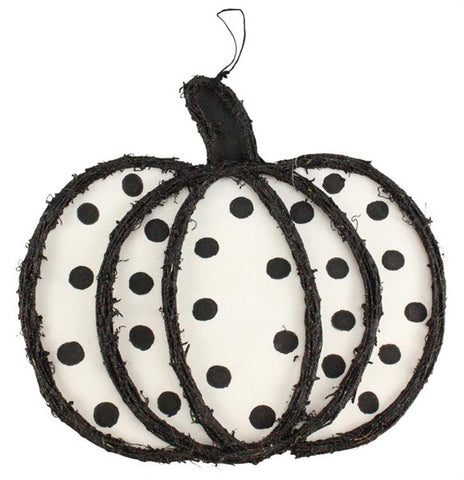 17"LX15.75"H VINE/FABRIC PUMPKIN BLACK/WHITE