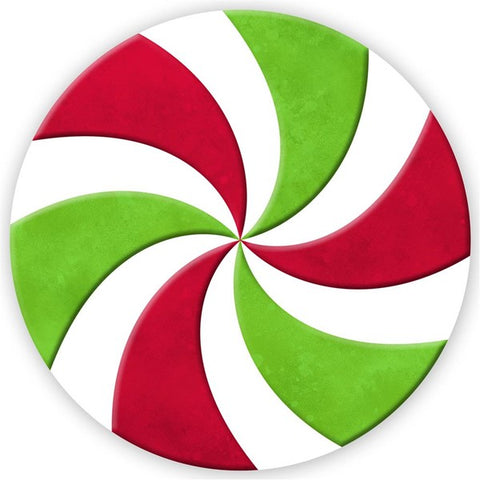 12"DIA METAL/EMBOSSED PEPPERMINT RED/WHITE/LIME