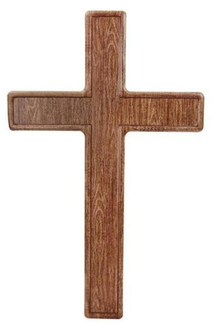 16”Hx10”L Metal Wood Look Cross Sign