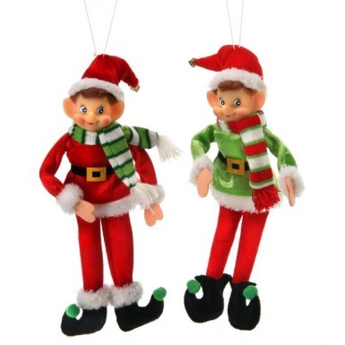 10" FABRC PIXIE ELF ORNAMENT AST 2 STYLES