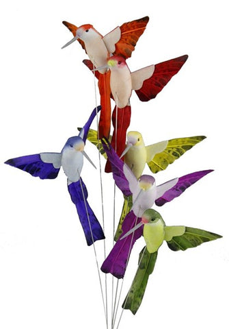 3.5"W X 3.25"L HUMMINGBIRD ON WIRE 6 ASSORTED COLORS