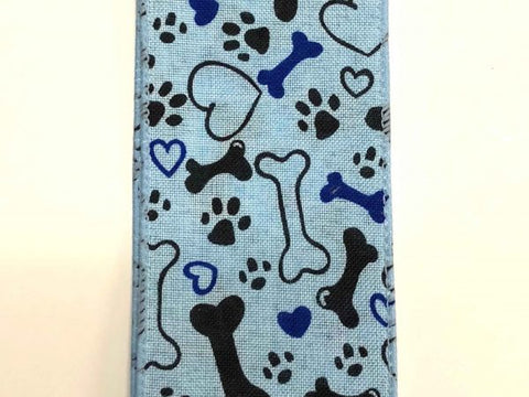 2.5"X10YD BLUE BONE PAWS HRT LINEN (AR)