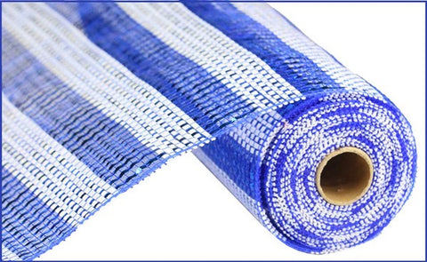 10.25"X10YD HORIZONTAL STRIPE FOIL/MESH BLUE/WHITE