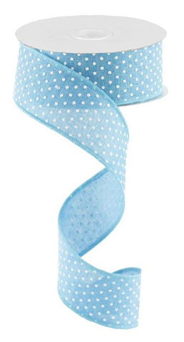 1.5"X10YD RAISED SWISS DOTS ON ROYAL Turquoise/White (AT)
