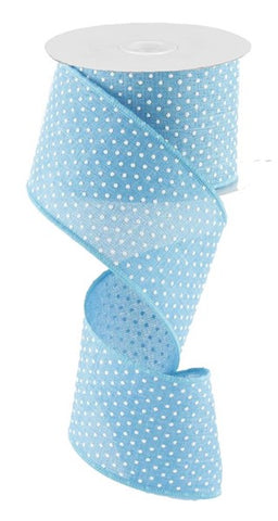 2.5"X10YD RAISED SWISS DOTS ON ROYAL TURQUOISE/WHITE (AT)