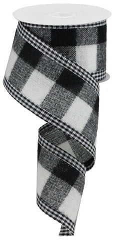 2.5"X10YD WOVEN FUZZY LARGE CHECK BLACK/WHITE (X)