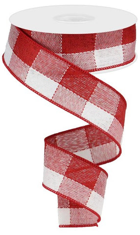 1.5"X10YD WOVEN CHECK RED/WHITE (Y)