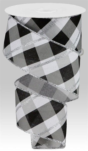 2.5"X10YD METALLIC CRISS CROSS/ROYAL WHITE/BLACK/SILVER (W)