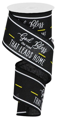2.5"X10YD GOD BLESS THE ROAD BLACK/YELLOW/WHITE (A)