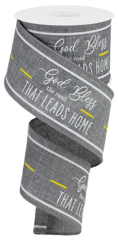 2.5"X10YD GOD BLESS THE ROAD GREY/YELLOW/WHITE (A)