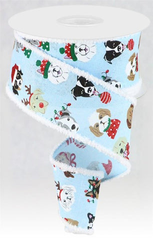 2.5"X10YD CHRISTMAS DOGS W/DRIFT BLUE/RED/WHT/BLK/GLD (BH)