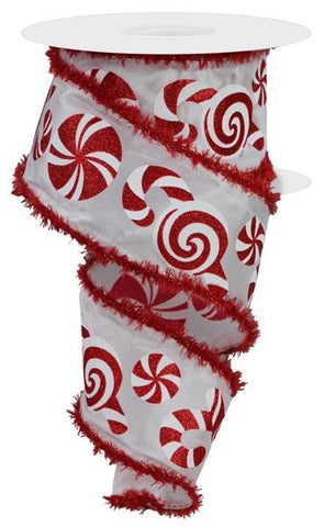 2.5"X10YD CANDY CANE/MINT/DRFT/TINSEL WHITE/RED (Z)