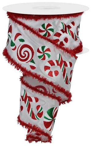 2.5"X10YD CANDY CANE/MINT/DRFT/TINSEL WHITE/RED/EMERALD (M)