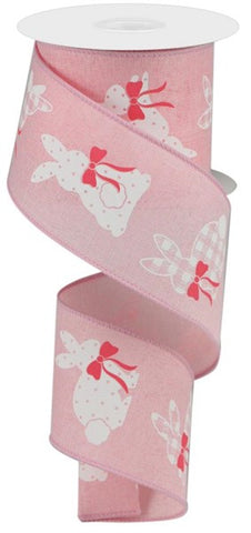 2.5"X10YD PATTERNED BUNNIES ON ROYAL PALE PINK/WHITE/PINK (T)