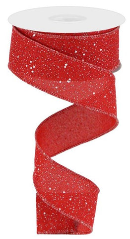 1.5"X10YD MULTI SNOW GLITTER ON ROYAL RED/WHITE