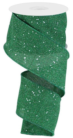 2.5" X 10Yd Multi Snow Glitter On Royal Emerald Green/White (AY)