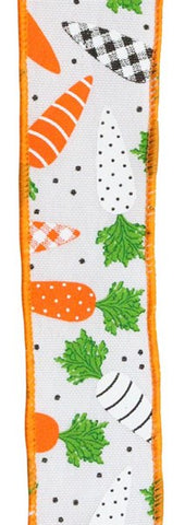 1.5"X10YD PATTERNED CARROTS/FAUX ROYAL WHITE/MULTI (S)