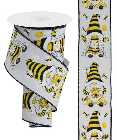 2.5"X10YD GNOME/BEES/BEEHIVE WHITE/YELLOW/ORANGE/BLACK (AP)