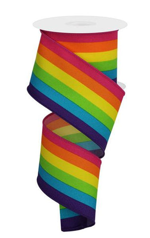 2.5" X 10Yd Rainbow Vertical Stripe Pnk/Orn/Ylw/Lme/Turq/Prp (AQ)