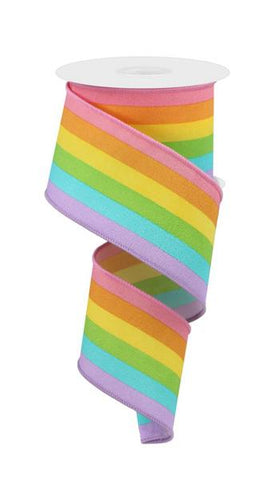 2.5" X 10Yd Rainbow Vertical Stripe Pastel Pnk/Orn/Ylw/Grn/Blue/Lav (P)