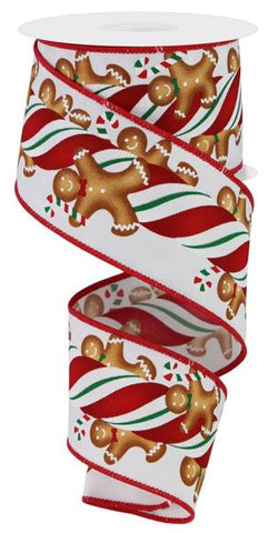 2.5"X10YD GINGERBREAD KIDS/CANDY WHITE/RED/GREEN/BROWN (AE)