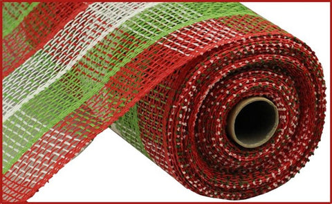 10"X10YD POLY BURLAP CHECK MESH RED/LIME/WHITE