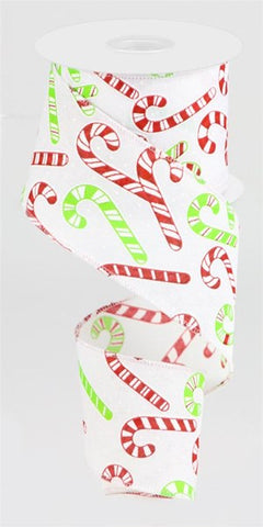 2.5"X10YD CANDY CANE WHITE/LIME/RED (Z)