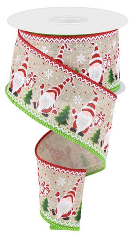 2.5"X10YD GNOME/TREE/SNOWFLAKE NATURAL W/RED/WHITE/LIME (BE)