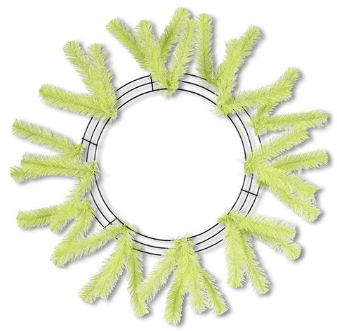 15"WIRE, 25"OAD WORK WREATH X18 TIES, LIME