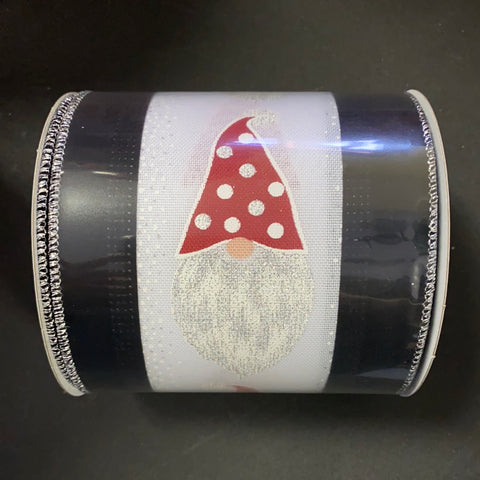 4"X10YD 3 IN 1 GNOME HEADS/DOTS/VELVET WHITE/BLACK/RED/SILVER (BD)