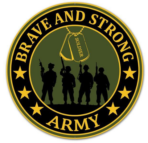 12"DIA BRAVE AND STRONG ARMY ARMY GREEN/NAVY/GOLD